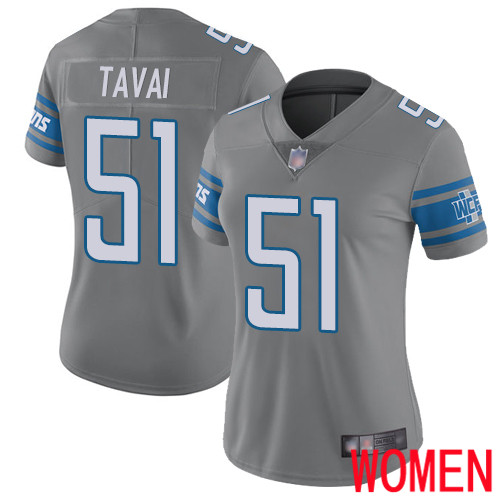 Detroit Lions Limited Steel Women Jahlani Tavai Jersey NFL Football #51 Rush Vapor Untouchable->women nfl jersey->Women Jersey